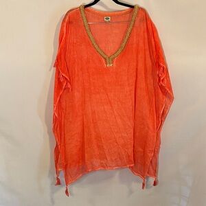 Dolma brand orange kaftan tunic beach/swim cover-up
